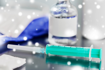 Image showing syringe, medicine, wound wipes, gloves and mask