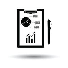 Image showing Writing tablet with analytics chart and pen icon