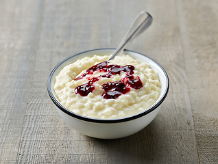 Image showing bowl of rice milk pudding