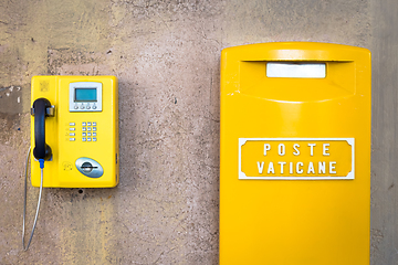 Image showing Yellow post box in Vatican