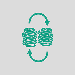 Image showing Dollar euro coins stack icon