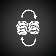 Image showing Dollar euro coins stack icon