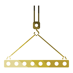 Image showing Icon of slab hanged on crane hook by rope slings 