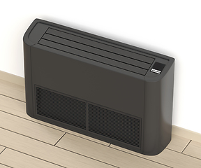 Image showing Black floor mounted air conditioner