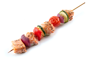 Image showing salmon vegetable skewer