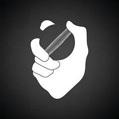 Image showing Hand holding cricket ball icon