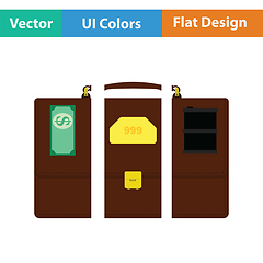 Image showing Oil, dollar and gold dividing briefcase concept icon