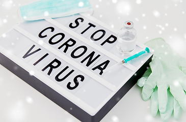 Image showing lightbox with stop coronavirus caution words