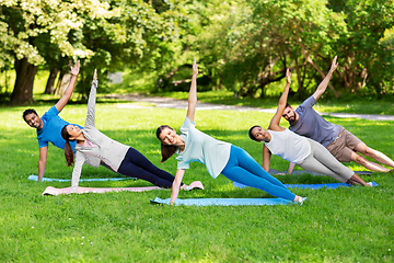 Image showing group of people doing yoga at summer park