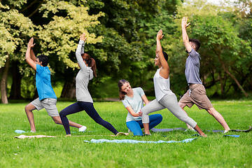 Image showing group of people doing yoga at summer park