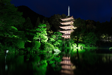 Image showing Rurikoji Pagoda in Japan at night