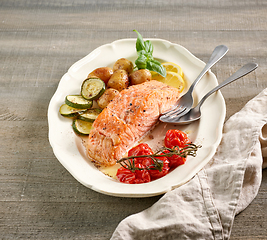 Image showing roasted salmon filet