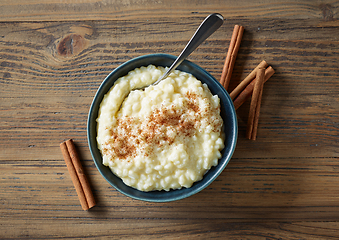 Image showing bowl of rice milk pudding