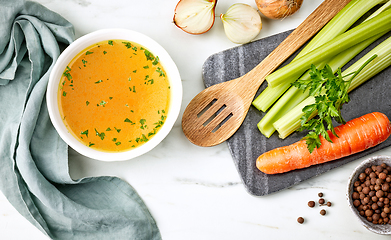 Image showing bowl of fresh chicken broth