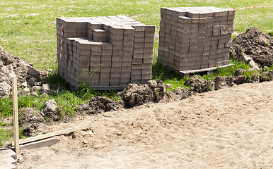 Image showing old concrete tile road