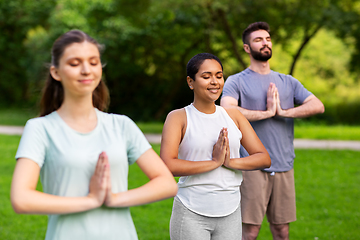 Image showing group of people doing yoga at summer park