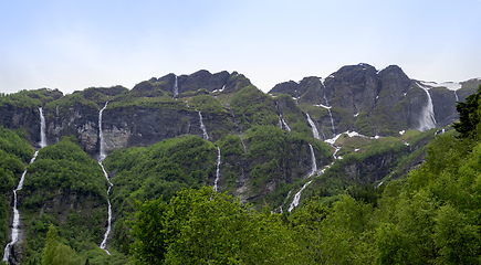 Image showing Waterfalls in Ranafjorden, Norway.