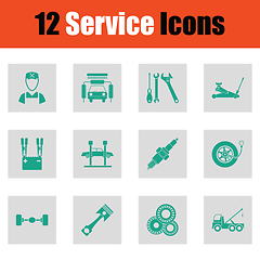 Image showing Set of twelve Service station icons