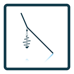 Image showing Icon of  fishing feeder net on gray background, round shadow