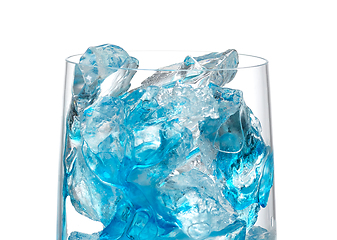 Image showing ice cubes and blue syrup in a glass