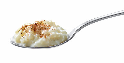 Image showing spoon of rice milk pudding