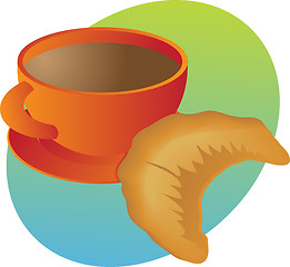 Image showing Coffee and croissant