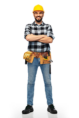 Image showing happy male worker or builder with crossed arms