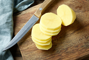 Image showing fresh raw sliced potato