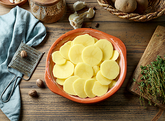 Image showing raw sliced potatoes