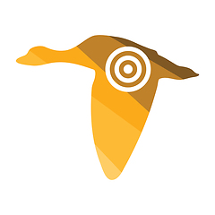 Image showing Flying duck  silhouette with target  icon