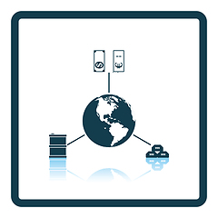 Image showing Oil, dollar and gold with planet concept icon