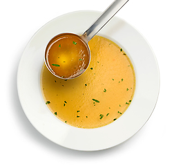 Image showing plate of fresh chicken broth