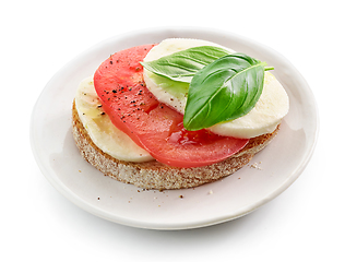 Image showing bruschetta with tomato and buffalo mozzarella