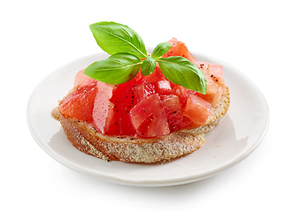 Image showing bruschetta with tomato and basil