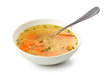 Image showing bowl of chicken broth soup