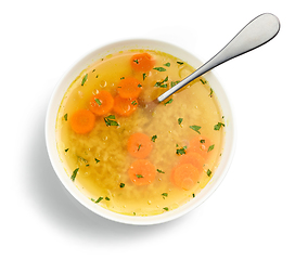 Image showing bowl of chicken broth soup