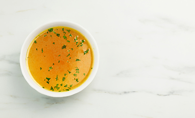 Image showing bowl of fresh chicken bouillon 