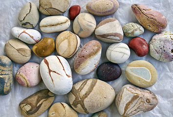 Image showing Group of colorful stones with different pattern polished by the 