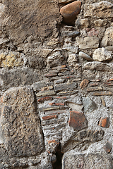 Image showing Texture of an old wall of stones and bricks