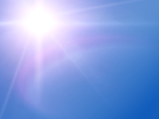 Image showing Bright sunlight on a blue and pink background