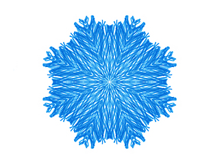 Image showing Abstract blue shape like a snowflake on a white