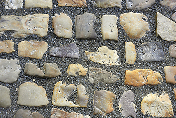 Image showing Paving stones road with gravel