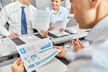 Image showing happy business team with papers meeting at office