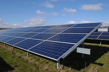 Image showing Rows of solar panels