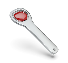 Image showing Bottle opener and red beer cap