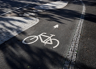 Image showing bike path signs on the asphalt