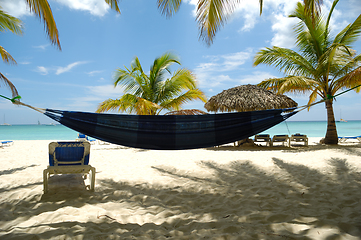 Image showing Hammocks Tropical beach. The Dominican Republic, Saona Island