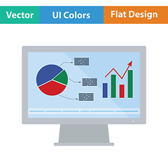 Image showing Monitor with analytics diagram icon