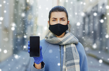 Image showing woman wearing protective reusable barrier mask