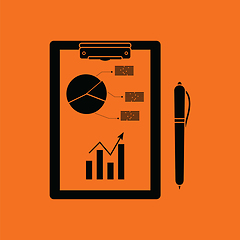 Image showing Writing tablet with analytics chart and pen icon